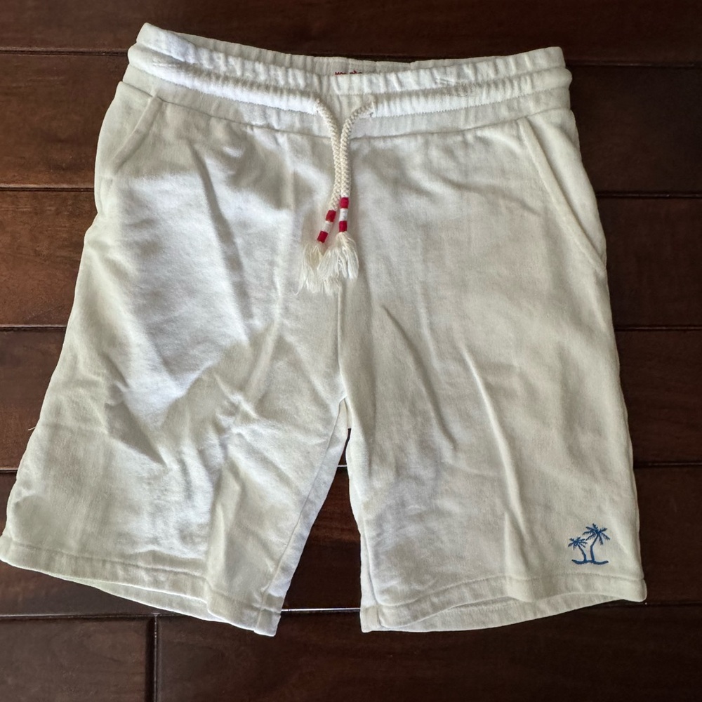 MC2 Saint Barth boys white Casual Terry Shorts with Palm Tree Embroidery